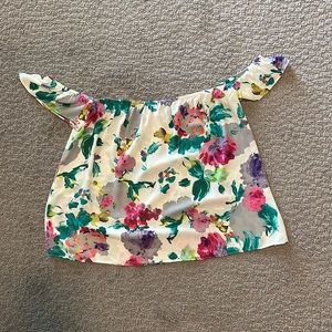 Floral watercolor off the shoulder shirt